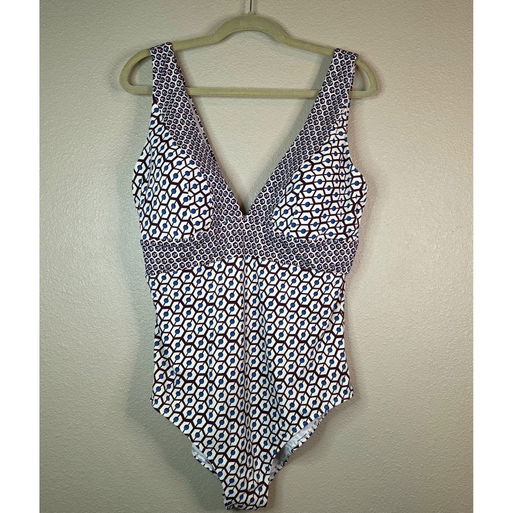 Boden Navy and White Geo One-Piece Swimsuit